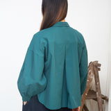 Konara Organic Cotton Jersey and Poplin Shirt in Pine