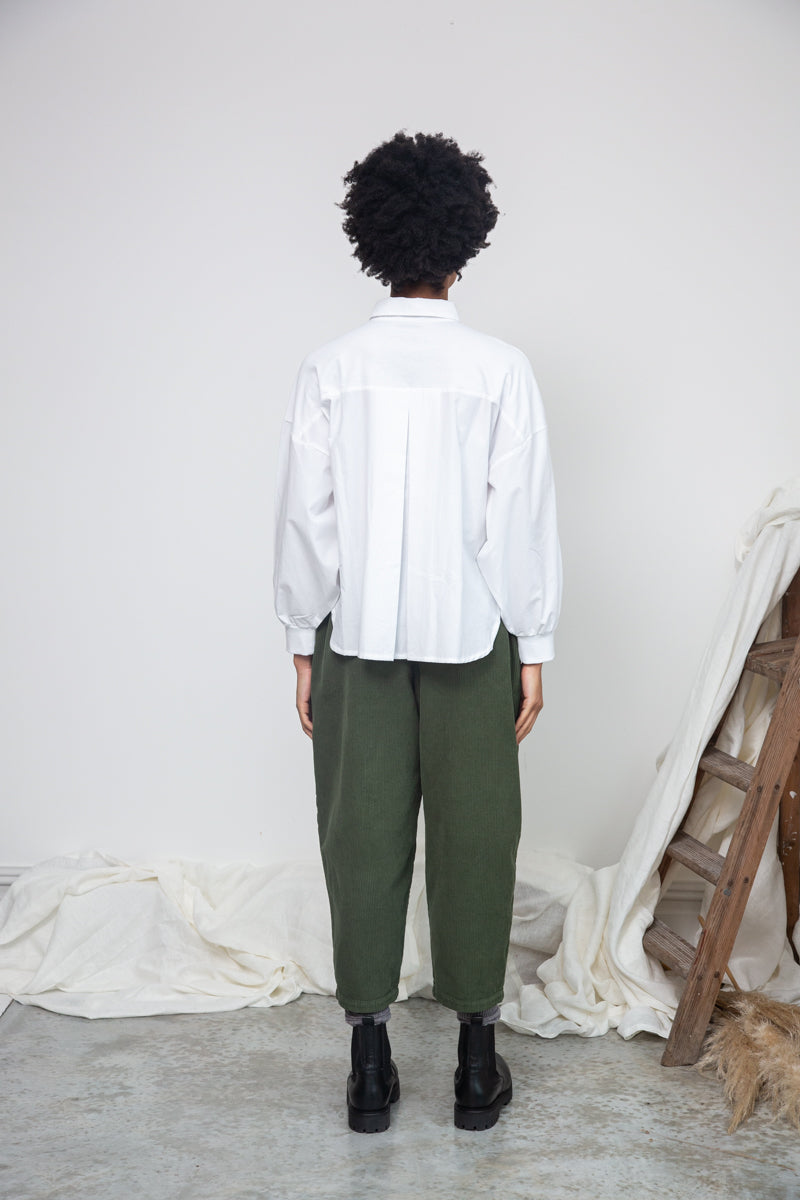 Konara Organic Cotton Jersey and Poplin Shirt in White