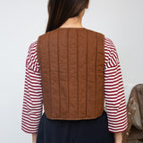 Lark-Leigh Recylced Cotton Denim Gilet in Bark Brown