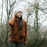 Lark-Leigh Recylced Cotton Denim Gilet in Bark Brown