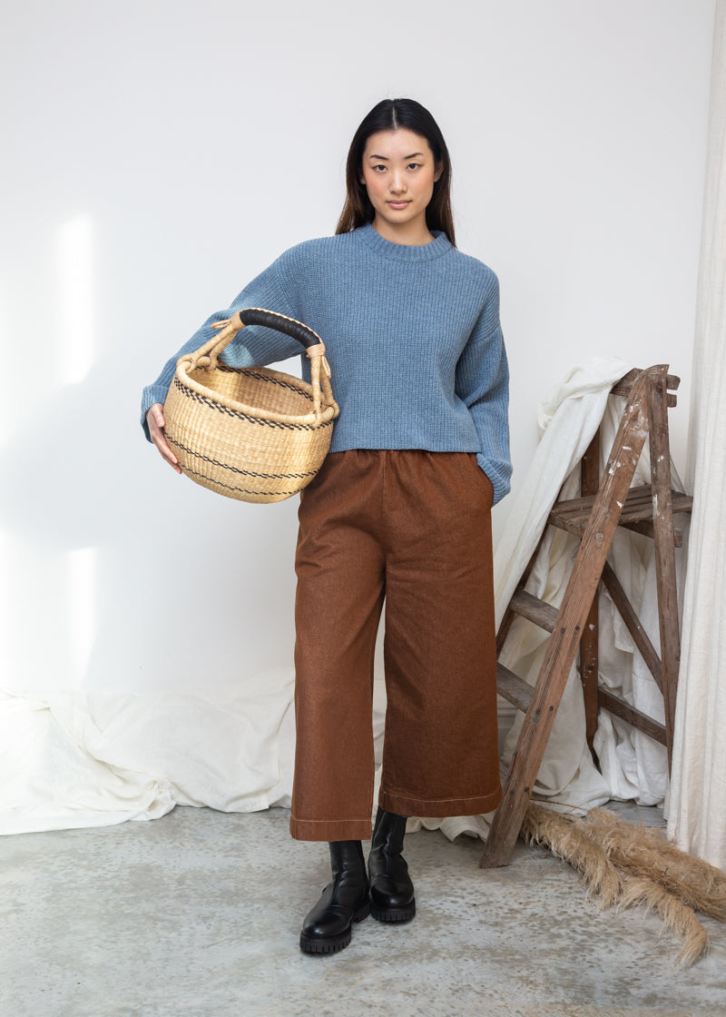 Leo Recycled Wool Knitted Jumper in Sky Blue Marl