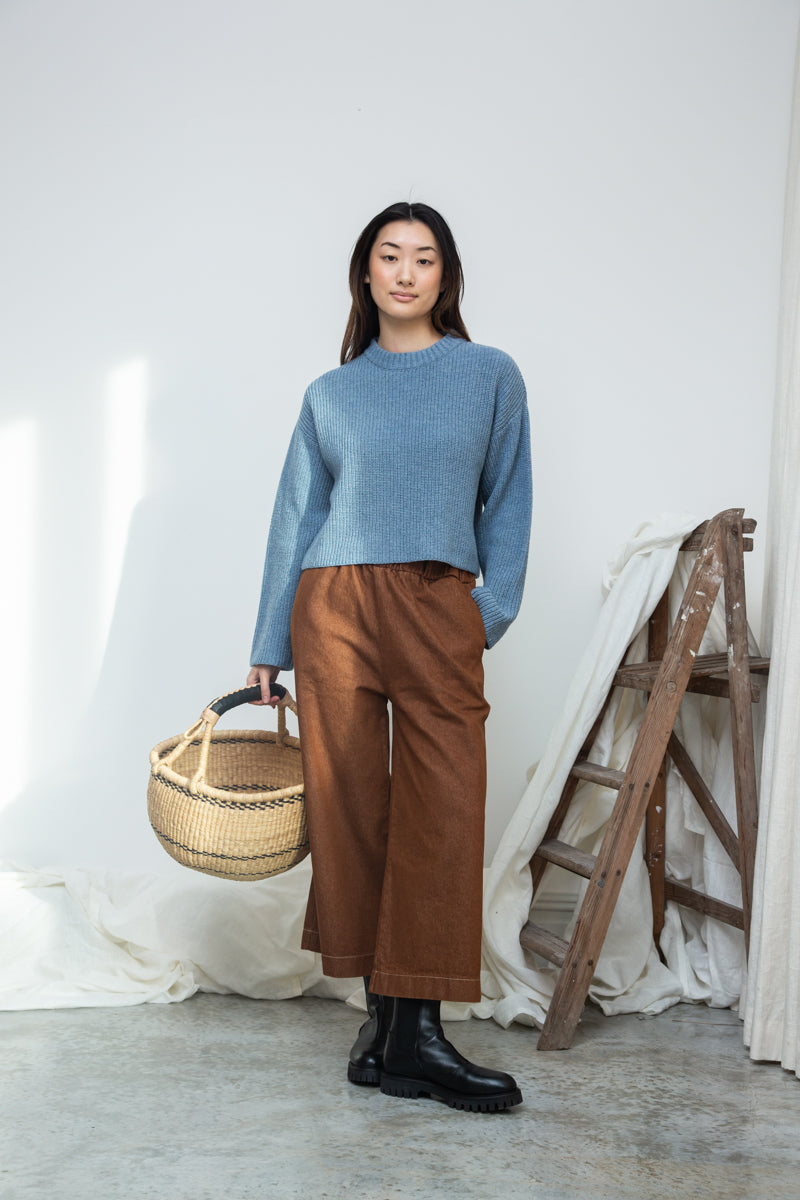Leo Recycled Wool Knitted Jumper in Sky Blue Marl