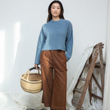 Leo Recycled Wool Knitted Jumper in Sky Blue Marl