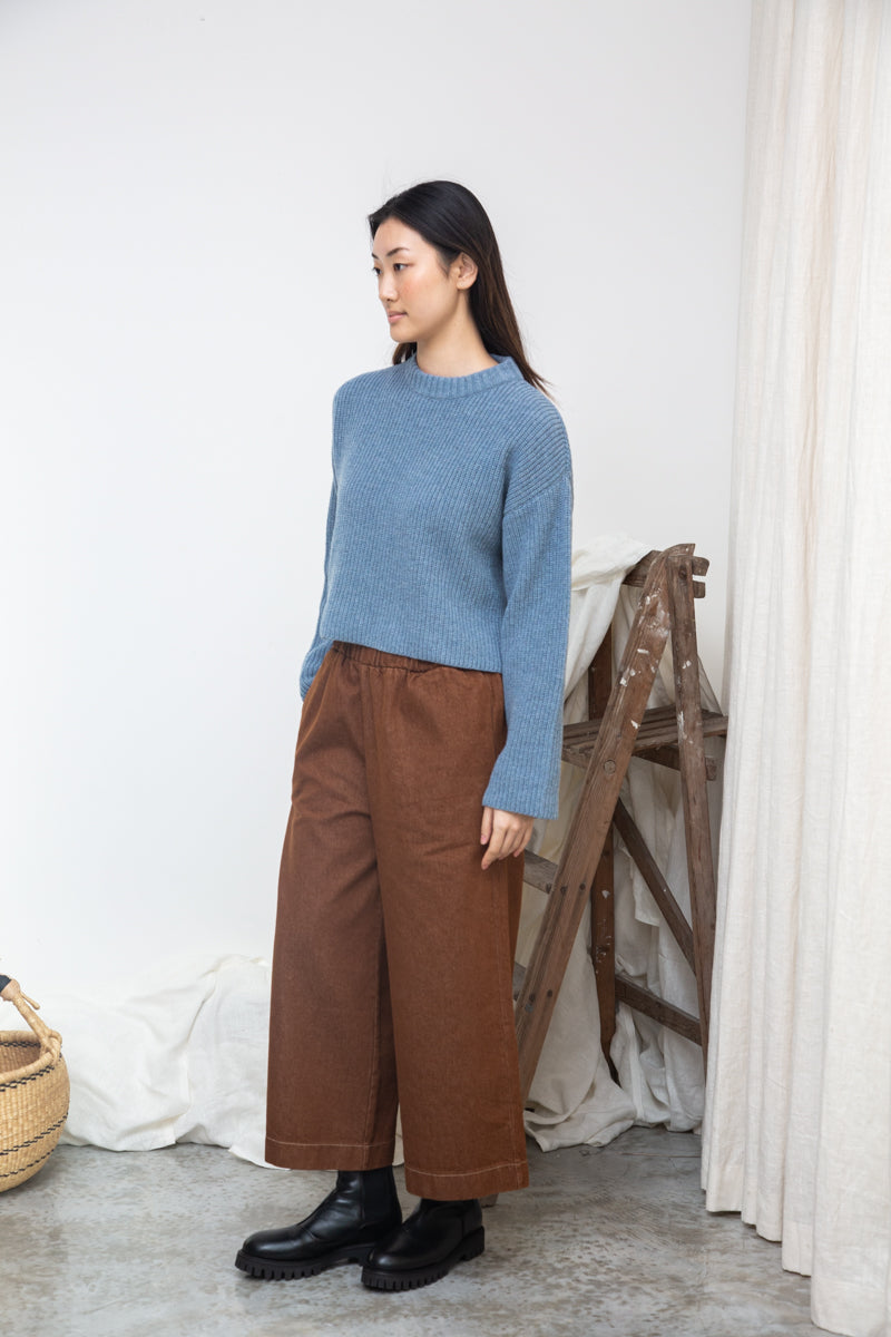 Leo Recycled Wool Knitted Jumper in Sky Blue Marl