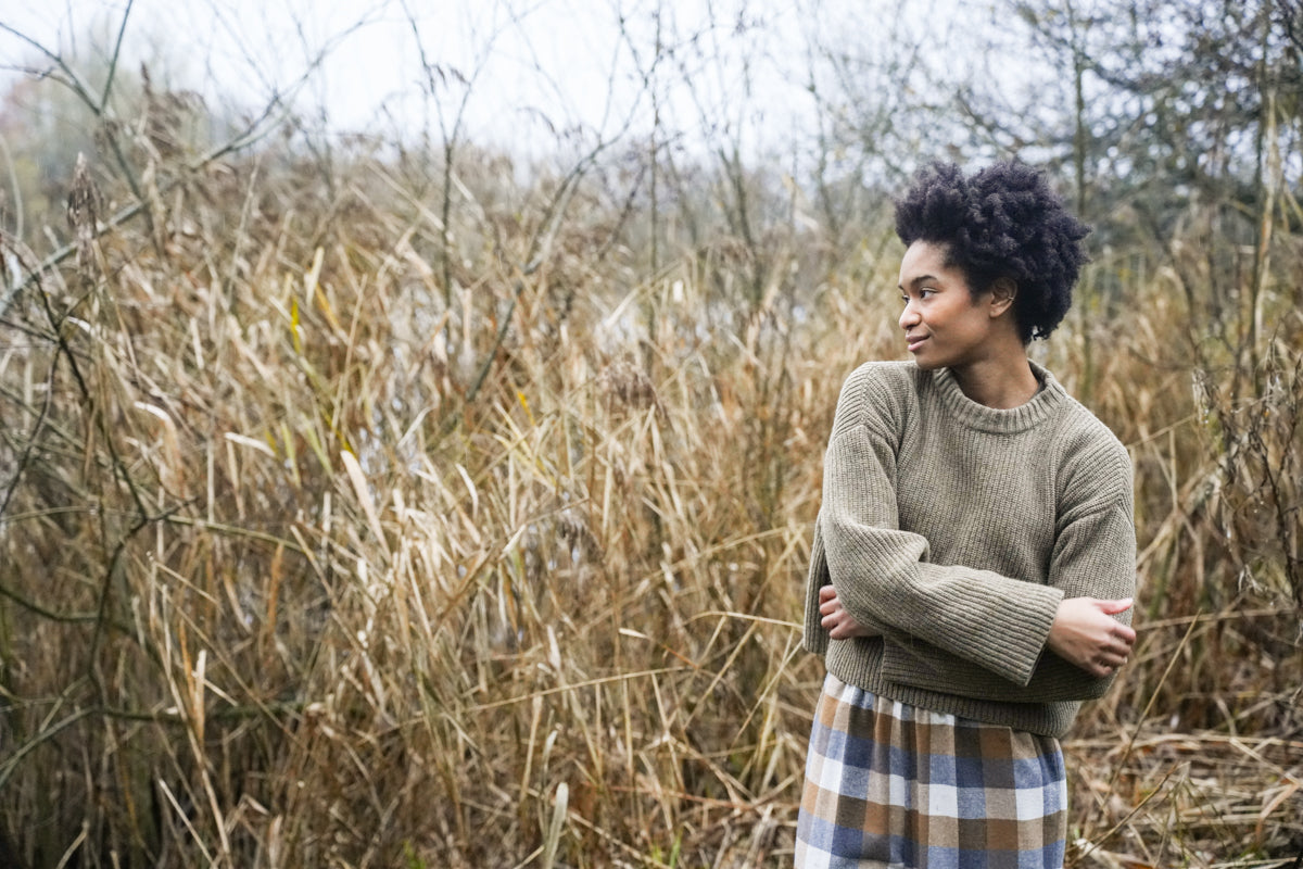 Leo Recycled Wool Knitted Jumper in Taupe Marl
