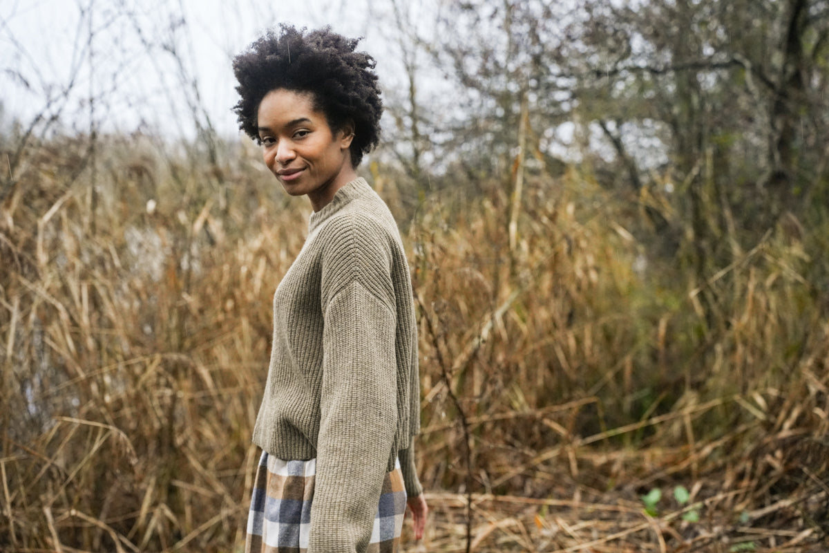 Leo Recycled Wool Knitted Jumper in Taupe Marl
