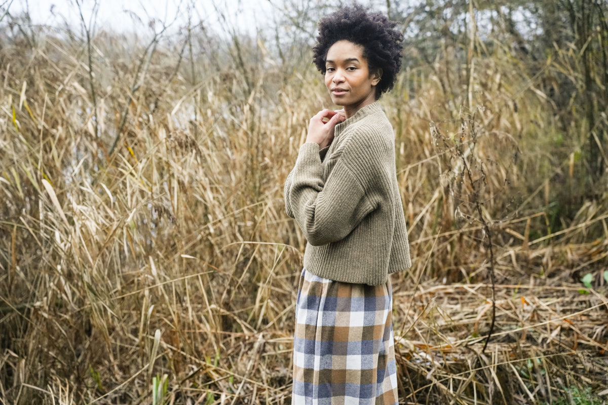 Leo Recycled Wool Knitted Jumper in Taupe Marl