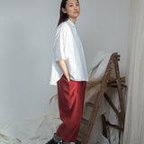 Lissie Organic Cotton Jersey and Poplin Shirt in White