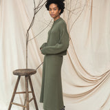 Mio Organic Cotton Knitted Skirt in Soft Khaki