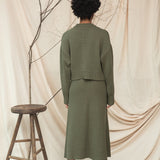 Mio Organic Cotton Knitted Skirt in Soft Khaki