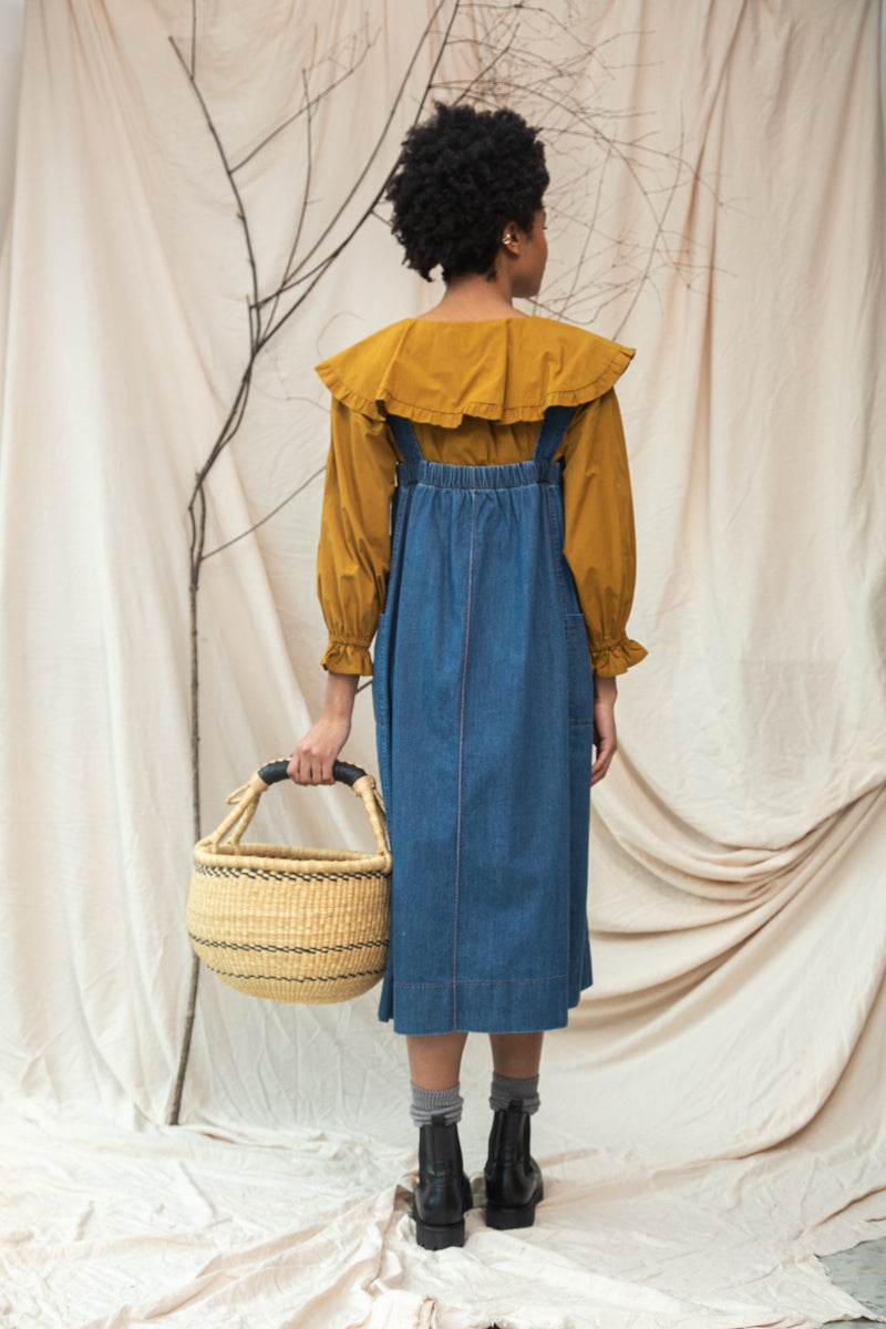 Nandina-Leigh Organic Cotton Denim Dress in Mid Blue