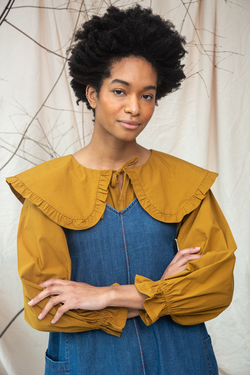 Nandina-Leigh Organic Cotton Denim Dress in Mid Blue