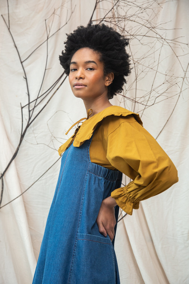Nandina-Leigh Organic Cotton Denim Dress in Mid Blue