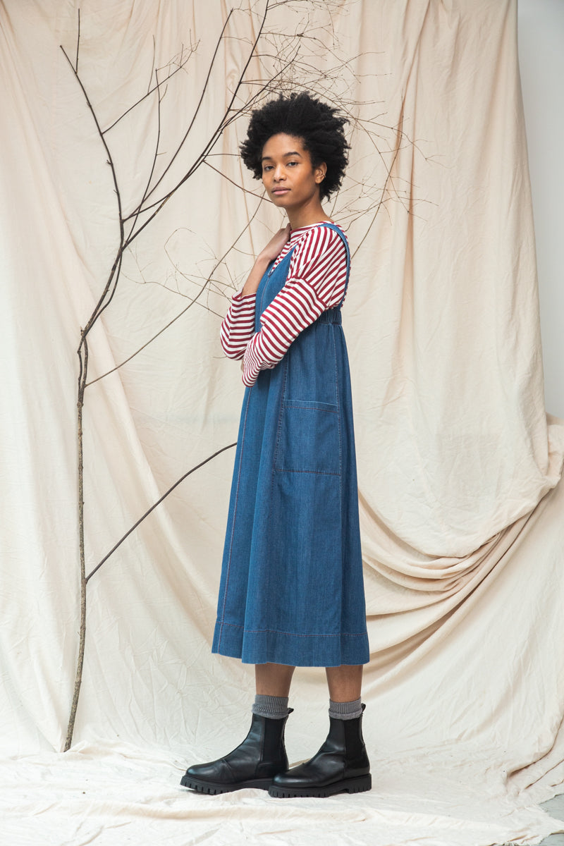 Nandina-Leigh Organic Cotton Denim Dress in Mid Blue