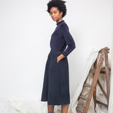 Pearl-Jane Organic Cotton Velour Top in Night Sky Navy