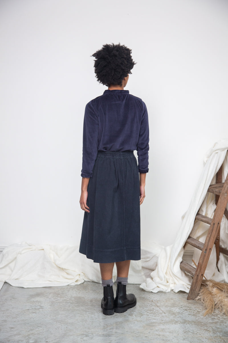 Pearl-Jane Organic Cotton Velour Top in Night Sky Navy