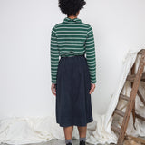 Pine-Sue Organic Cotton Stripe Jersey Top in Pine Green & Off White Stripe