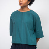 Shay Organic Cotton Jersey and Poplin Top in Pine
