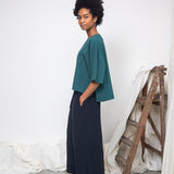 Shay Organic Cotton Jersey and Poplin Top in Pine