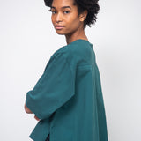 Shay Organic Cotton Jersey and Poplin Top in Pine