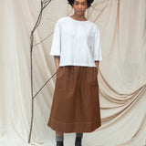 Shay Organic Cotton Jersey and Poplin Top in White