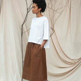 Shay Organic Cotton Jersey and Poplin Top in White