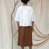 Shay Organic Cotton Jersey and Poplin Top in White