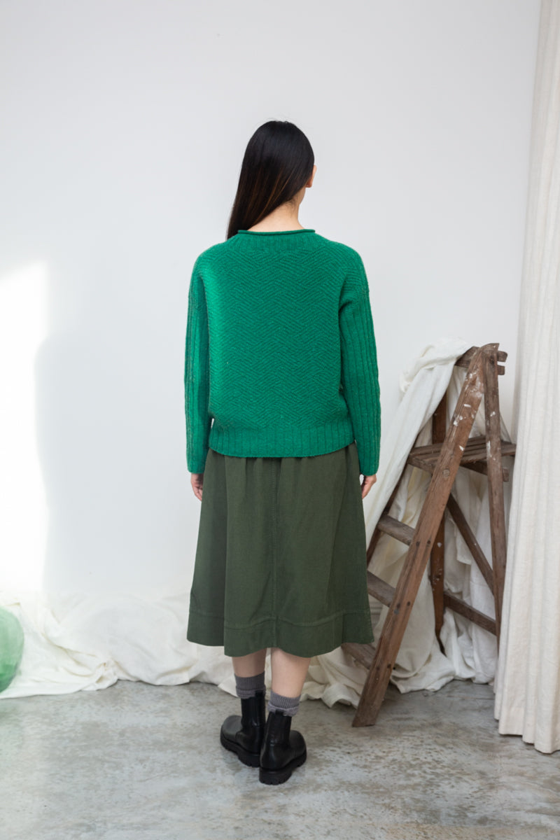 Shika Lambswool Knitted Jumper in Emerald