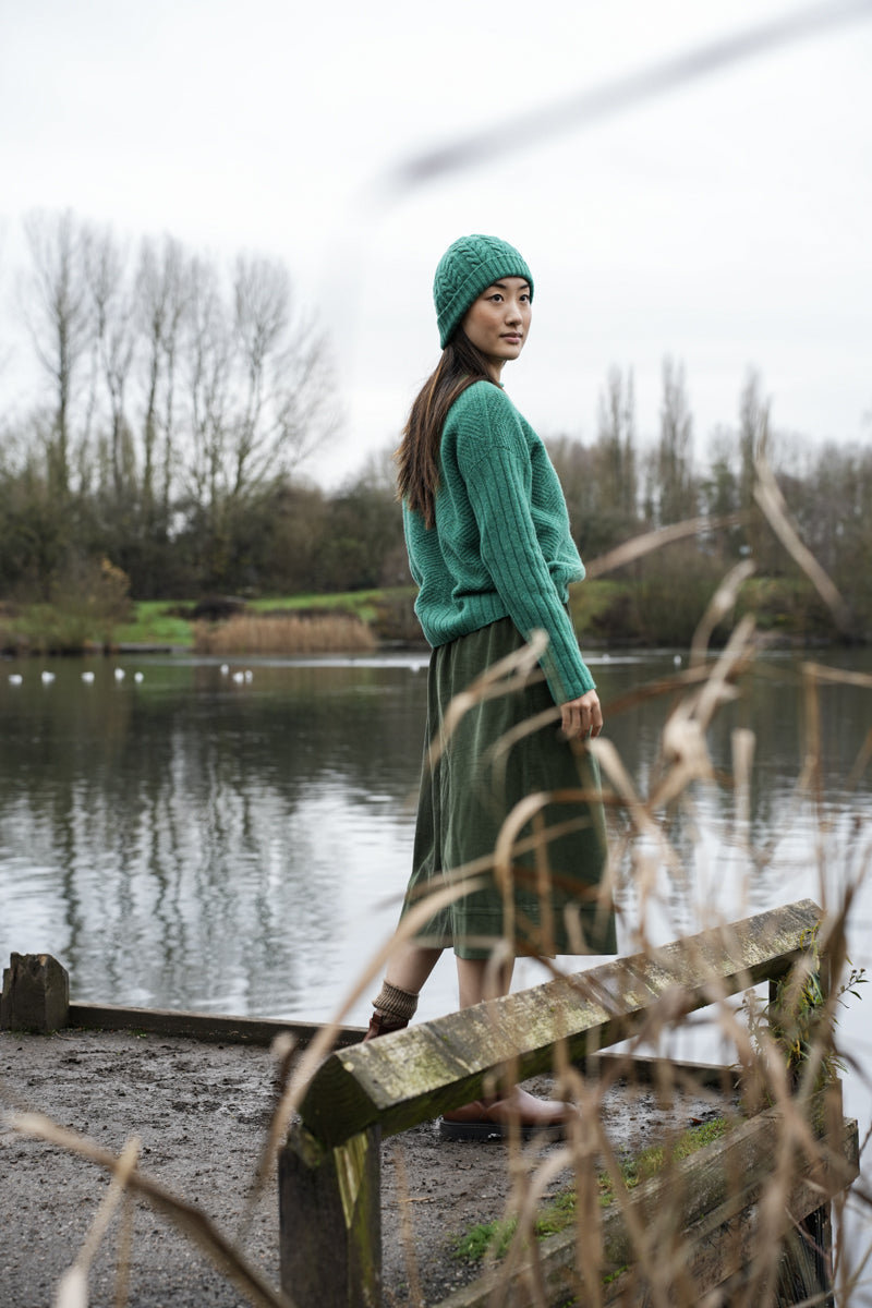 Shika Lambswool Knitted Jumper in Emerald
