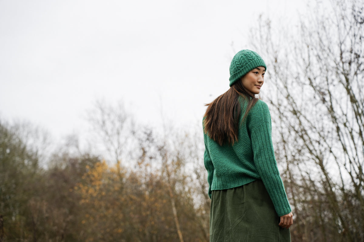 Shika Lambswool Knitted Jumper in Emerald