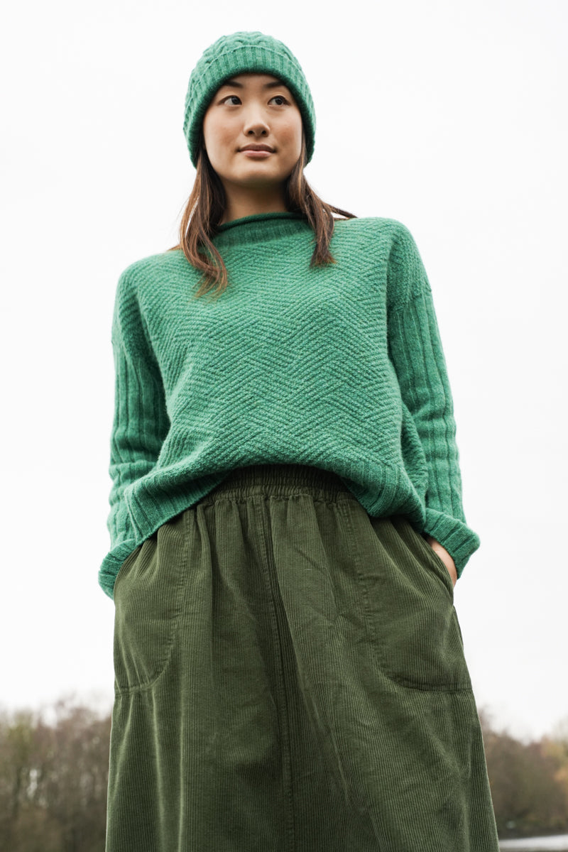 Shika Lambswool Knitted Jumper in Emerald