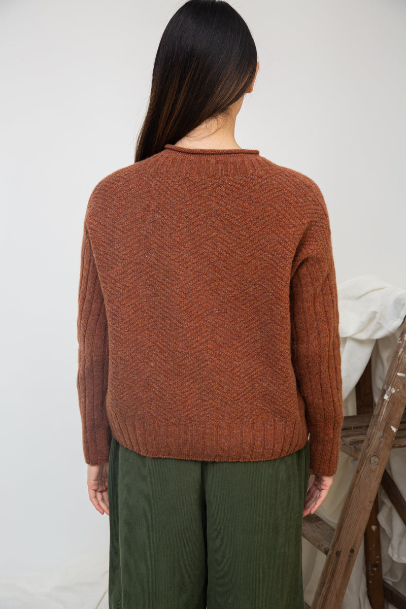 Shika Lambswool Knitted Jumper in Rust Marl