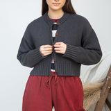 Sugi Organic Cotton Knitted Cardigan in Grey Marl