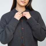 Sugi Organic Cotton Knitted Cardigan in Grey Marl