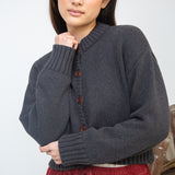 Sugi Organic Cotton Knitted Cardigan in Grey Marl