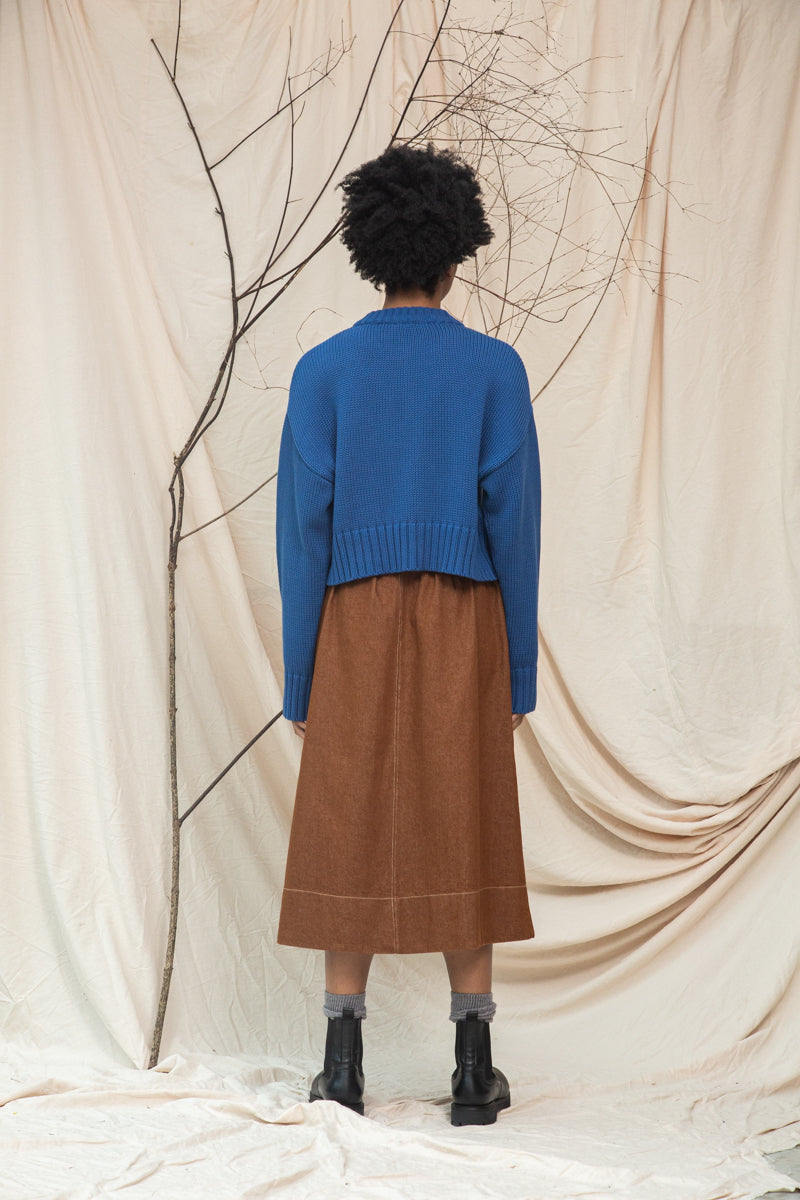 Sugi Organic Cotton Knitted Cardigan in Ink Blue