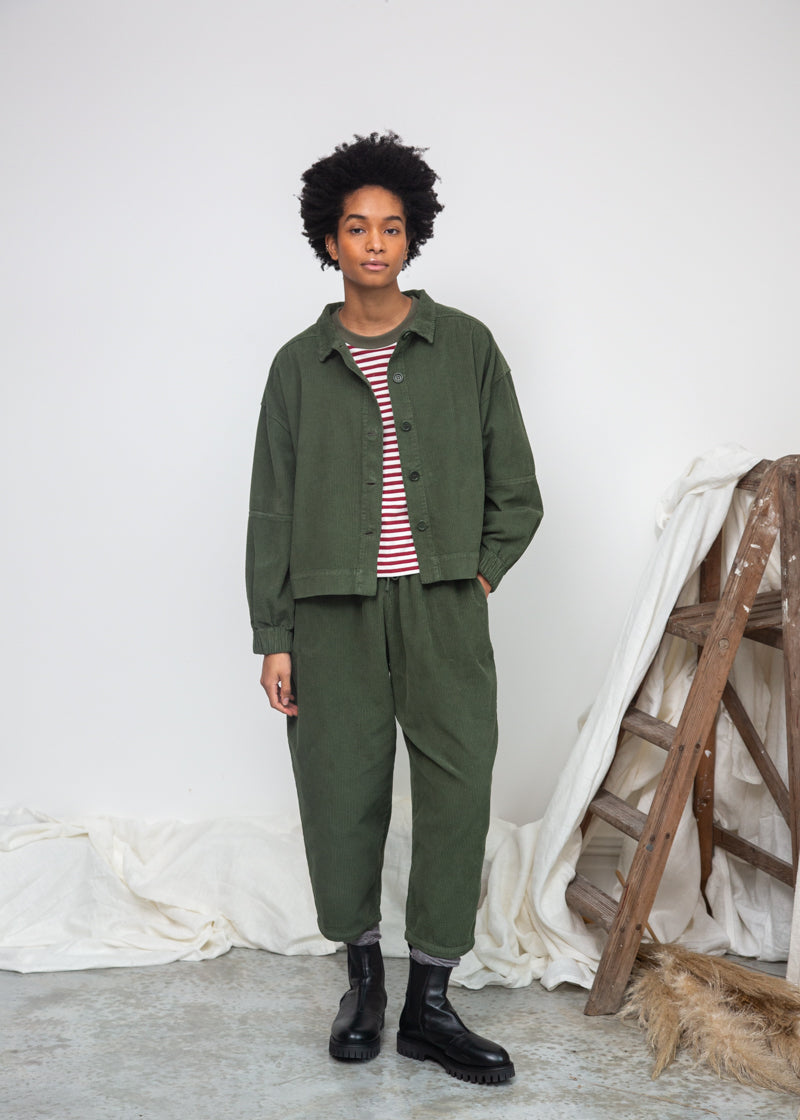 Tierra Organic Cotton Corduroy Overshirt in Khaki