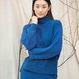 Tora Organic Cotton Knitted Jumper in Ink Blue