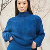 Tora Organic Cotton Knitted Jumper in Ink Blue