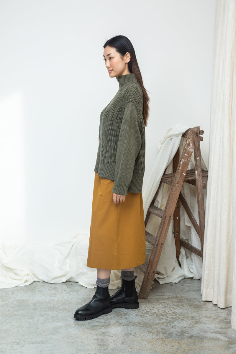 Tora Organic Cotton Knitted Jumper in Soft Khaki