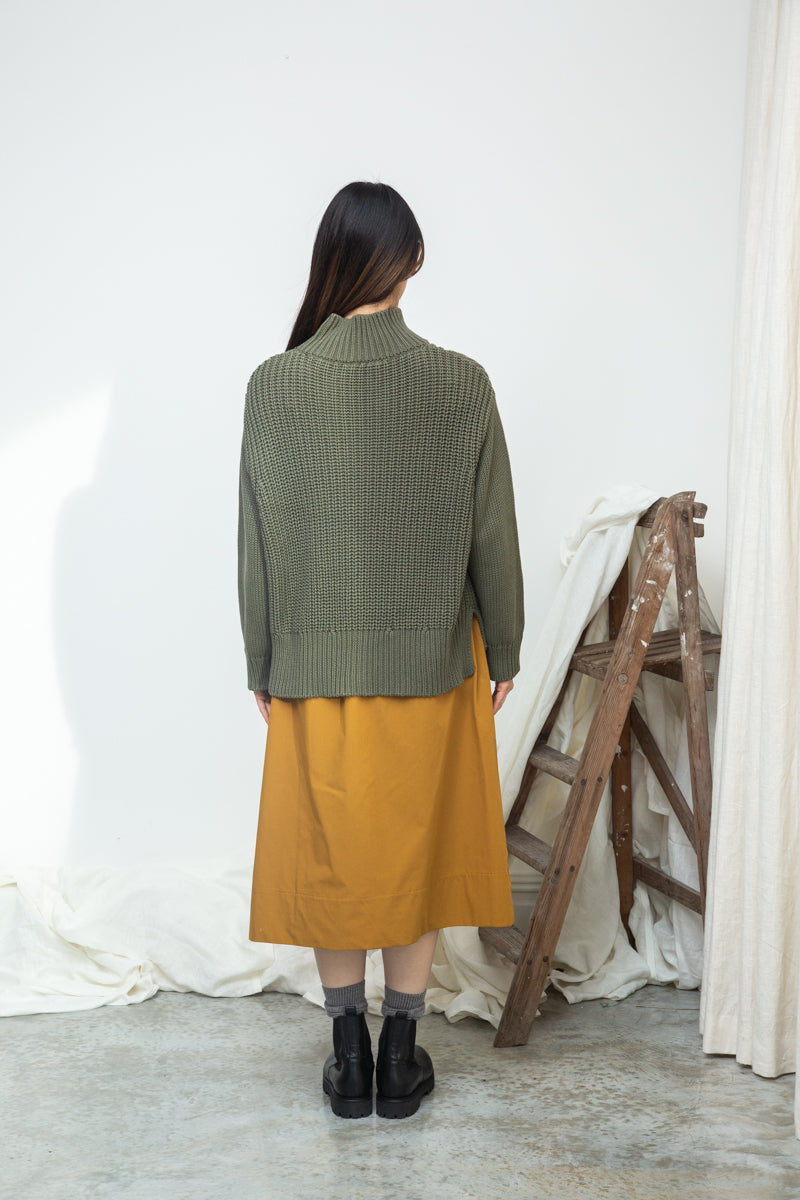 Tora Organic Cotton Knitted Jumper in Soft Khaki