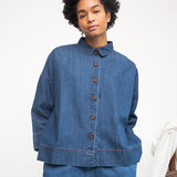 Dylan-Leigh Organic Cotton Denim Overshirt in Mid Blue