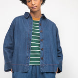 Dylan-Leigh Organic Cotton Denim Overshirt in Mid Blue