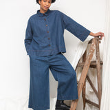Dylan-Leigh Organic Cotton Denim Overshirt in Mid Blue