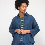 Dylan-Leigh Organic Cotton Denim Overshirt in Mid Blue