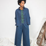 Evora-Leigh Organic Cotton Denim Trousers in Mid Blue