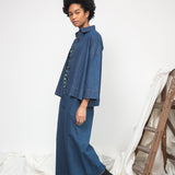 Evora-Leigh Organic Cotton Denim Trousers in Mid Blue