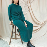 Rosalia Mohair Knitted Skirt in Pine by HANNAH BEAUMONT