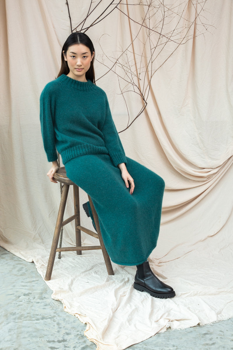 Rosalia Mohair Knitted Skirt in Pine by HANNAH BEAUMONT – Beaumont Organic