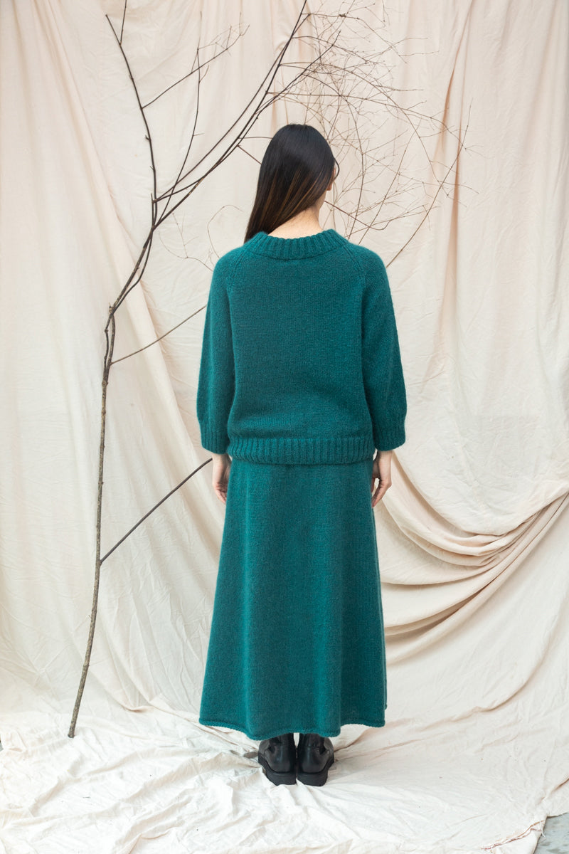 Rosalia Mohair Knitted Skirt in Pine